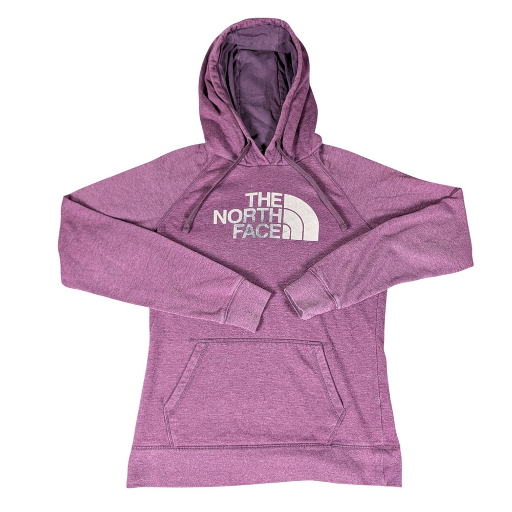 The North Face Womens Heather Purple Logo Pullover Hoodie Kangaroo Pocket
